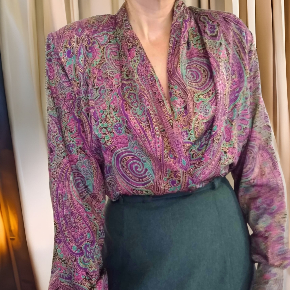 Vtg Drape Blouse